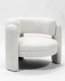 Uniqka Aéla - Fauteuil cocooning en tissu bouclettes beige