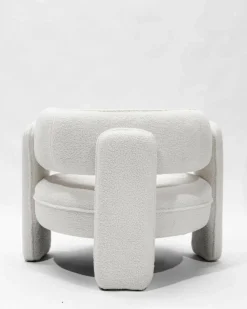 Uniqka Aéla - Fauteuil cocooning en tissu bouclettes beige