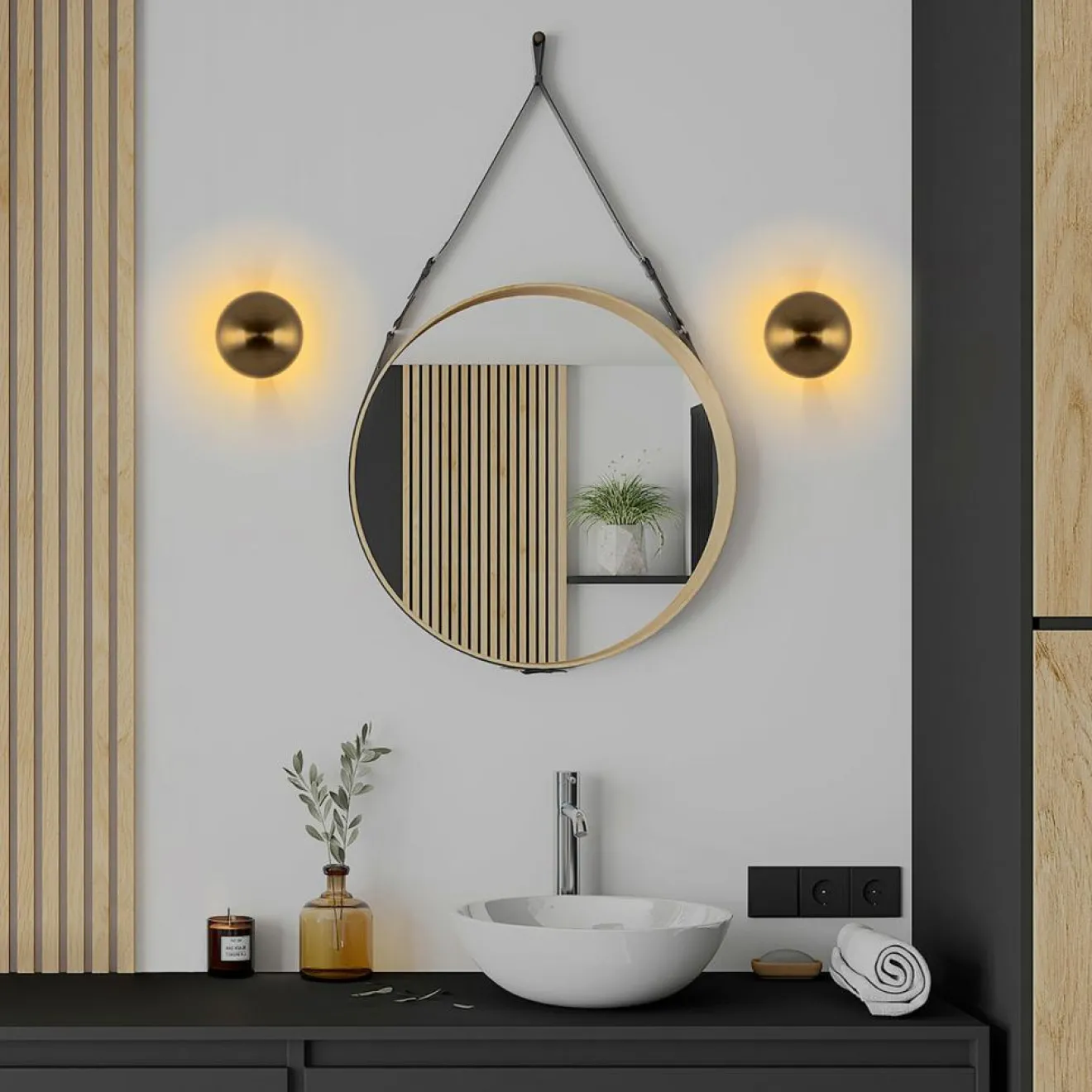 Opviq Applique murale Fungal dorée - D.16 cm