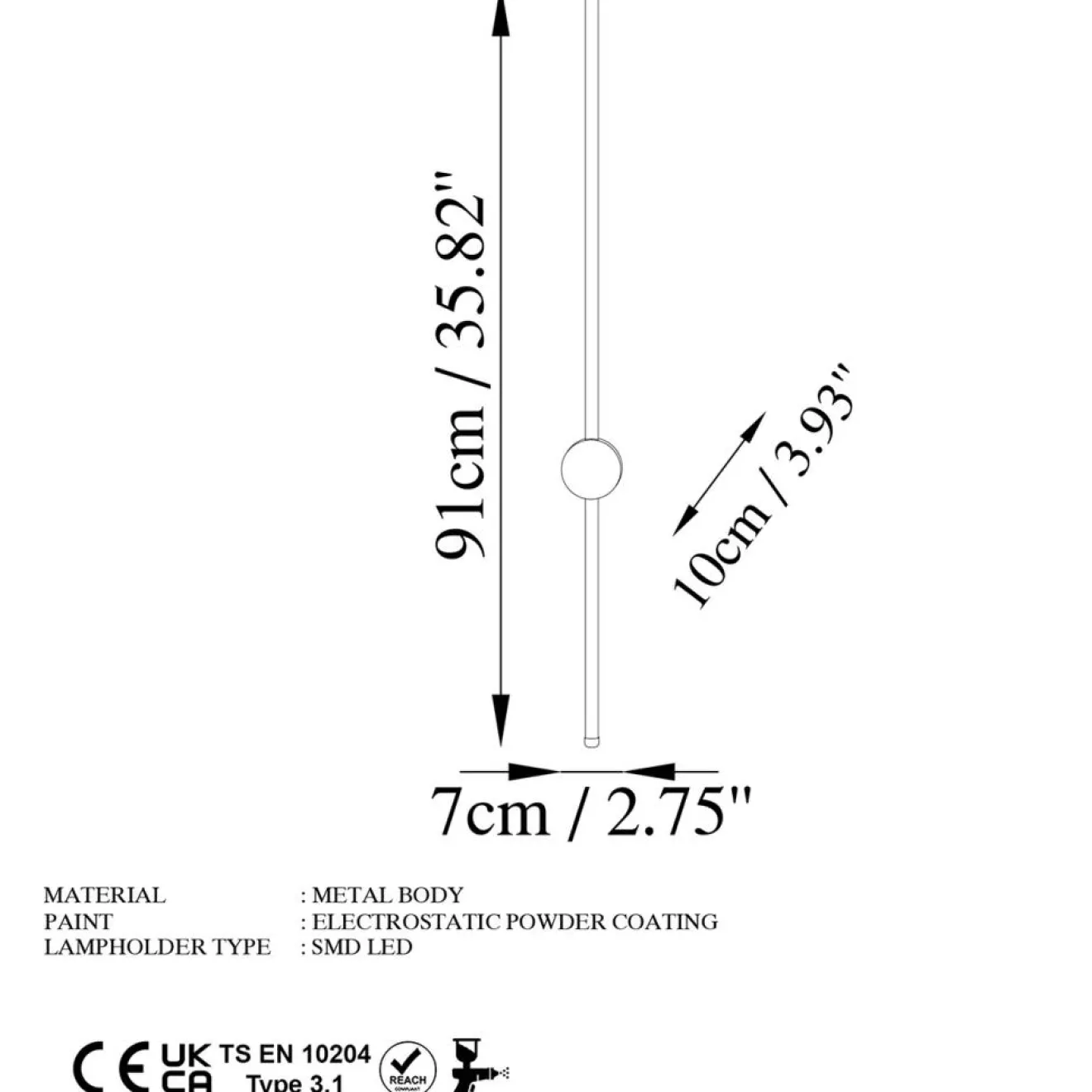 Outlet Opviq Applique murale Sword dorée - 91x10x7 cm