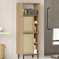 Wooden Art Armoire de salle de bains noyer/chêne - 74.8x161.6x35.5 cm