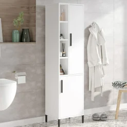 Wooden Art Armoire polyvalente blanche - 45x173.6x35.5 cm