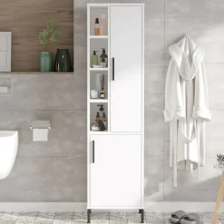 Wooden Art Armoire polyvalente blanche - 45x173.6x35.5 cm