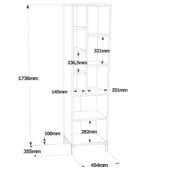 Wooden Art Armoire polyvalente blanche - 45x173.6x35.5 cm