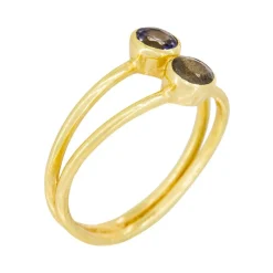 Femme Moonstone Bague Adela Iolite & Labradorite en laiton doré