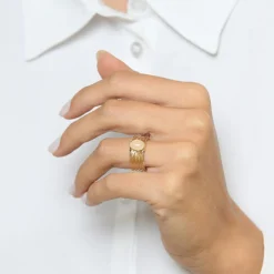 Femme Instant d'Or Bague ajustable Flamboyant Quartz rose or jaune