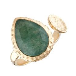 Femme Moonstone Bague ajustable Hélena Aventurine en laiton doré