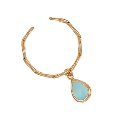 Best Moonstone Bague ajustable Louise Aventurine verte en laiton doré