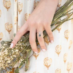 Femme Moonstone Bague ajustable Louise Labradorite en laiton argenté