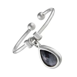 Femme Moonstone Bague ajustable Louise Labradorite en laiton argenté