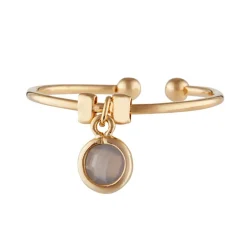Femme Moonstone Bague ajustable Norah Agate en laiton doré