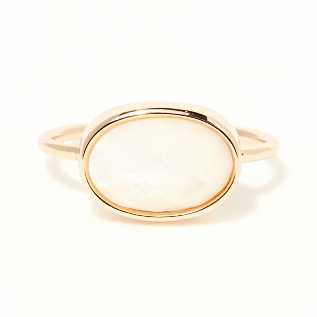 Femme Moonstone Bague Albane Nacre blanche en laiton doré