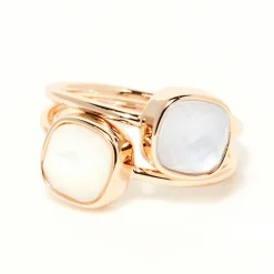 Best Moonstone Bague Amaël Nacre bleu/blanc en laiton doré