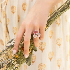 Femme Moonstone Bague Cassie Quartz en laiton doré