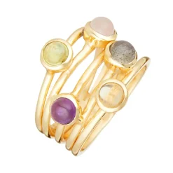 Best Moonstone Bague Chloé Labradorite Péridot Citrine Quartz rose & Améthyste en laiton doré