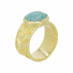 Outlet Moonstone Bague Dania Amazonite en laiton doré