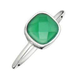 New Moonstone Bague Ella Agate en laiton argenté