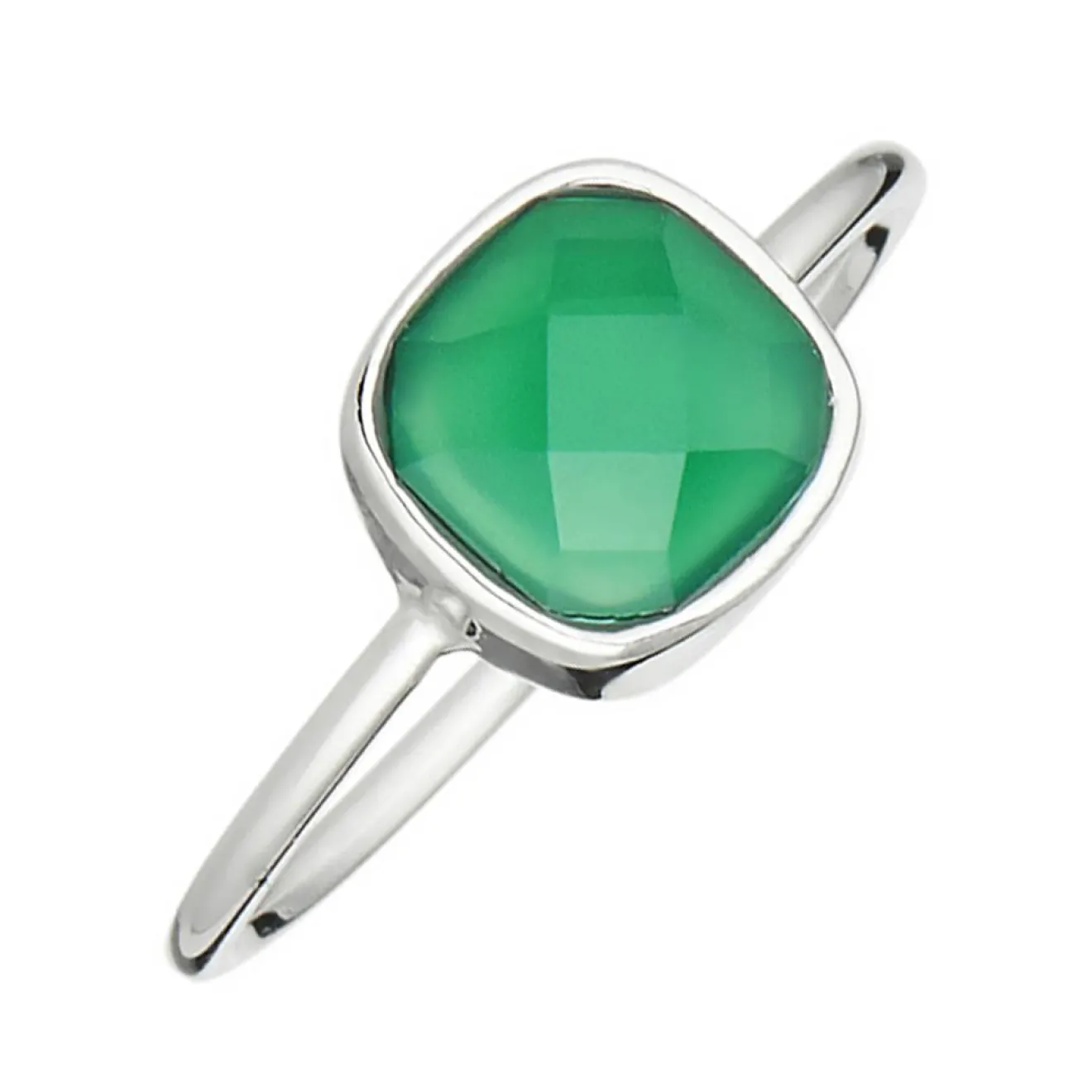 New Moonstone Bague Ella Agate en laiton argenté