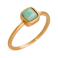 Clearance Moonstone Bague Ella Amazonite en laiton doré