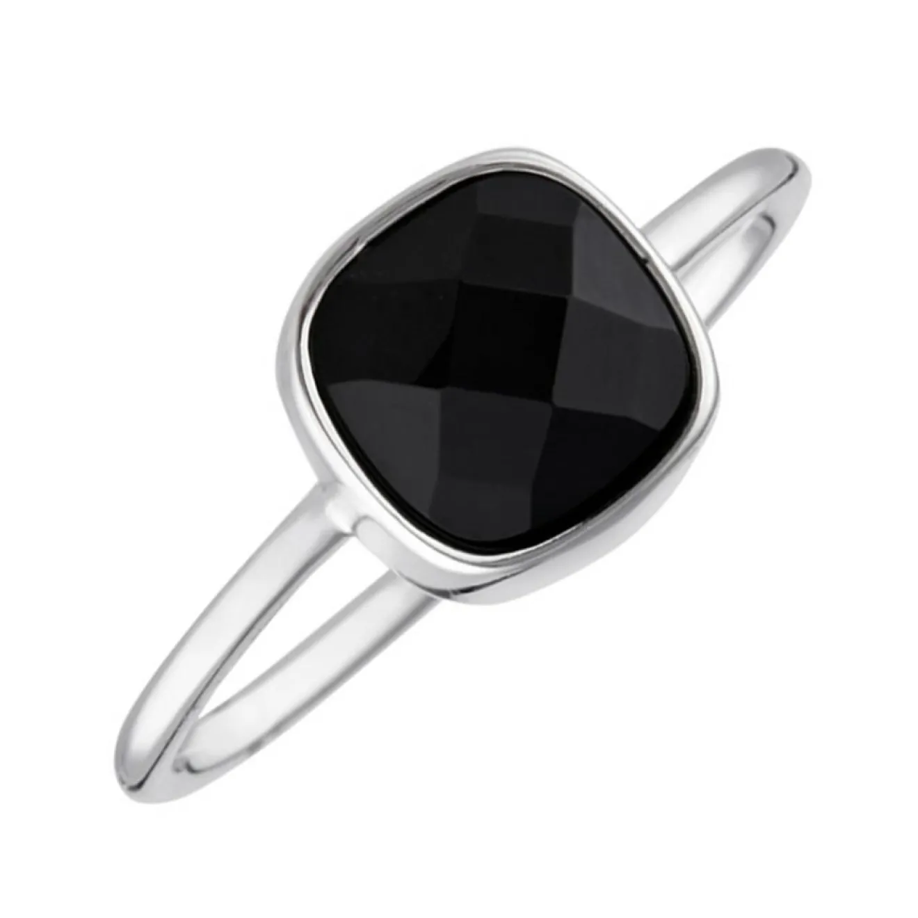 Femme Moonstone Bague Ella Onyx en laiton argenté