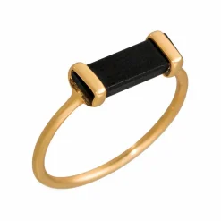 Best Moonstone Bague Eléonore Onyx en laiton doré