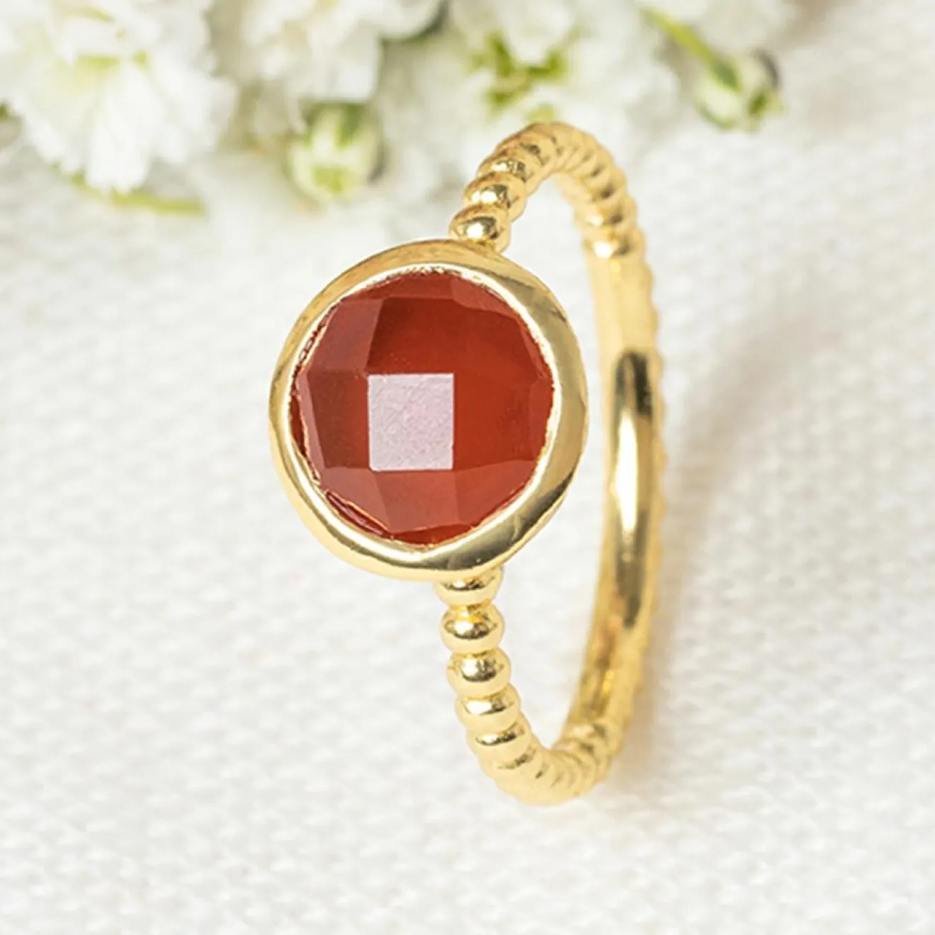 Moonstone Bague Felicia Cornaline en laiton doré