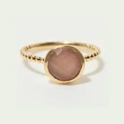 Femme Moonstone Bague Felicia Pierre de Lune orange en laiton doré
