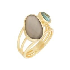 Best Moonstone Bague Florika Pierre de Lune & Topaze en laiton doré