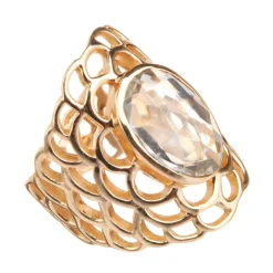 Femme Moonstone Bague Freida Améthyste en laiton doré