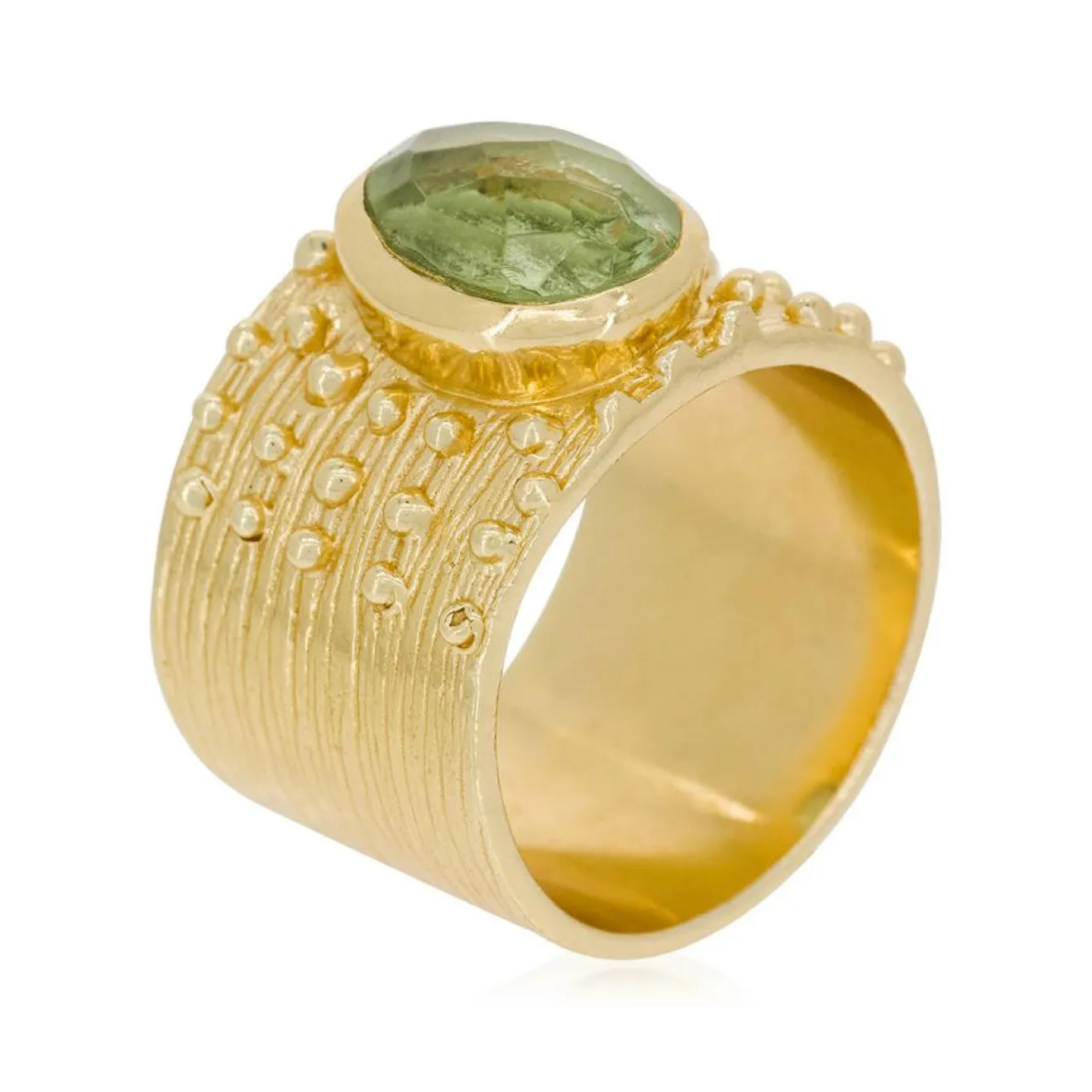 Moonstone Bague Gregoria Améthyste Verte en Laiton doré