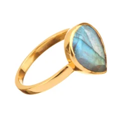 Moonstone Bague Ilya Labradorite en laiton doré
