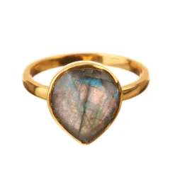 Moonstone Bague Ilya Labradorite en laiton doré