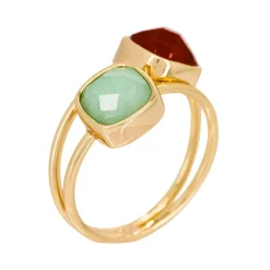 Discount Moonstone Bague Jovanni Amazonite & Cornaline en laiton doré