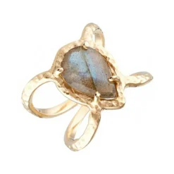 Femme Moonstone Bague Liva Labradorite en laiton doré