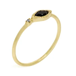 Femme Moonstone Bague Marta Onyx en laiton doré