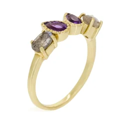 Hot Moonstone Bague Melinda Améthyste & Labradorite en laiton doré