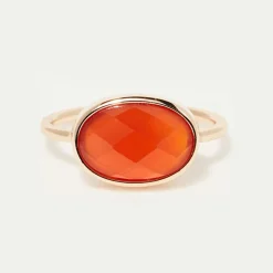 Clearance Moonstone Bague Noelie Agate rouge en laiton doré