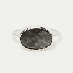 Femme Moonstone Bague Noelie Labradorite en laiton argenté