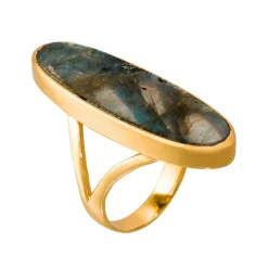 Femme Moonstone Bague Olivia Labradorite en laiton doré