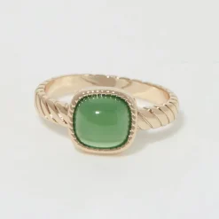 Femme Moonstone Bague Pamela Agate verte en laiton doré