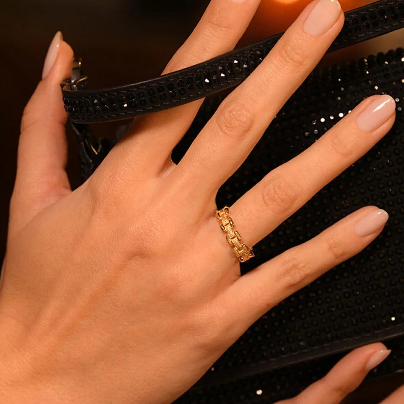 Online By Rafaella Bague Selvaggia en Argent doré