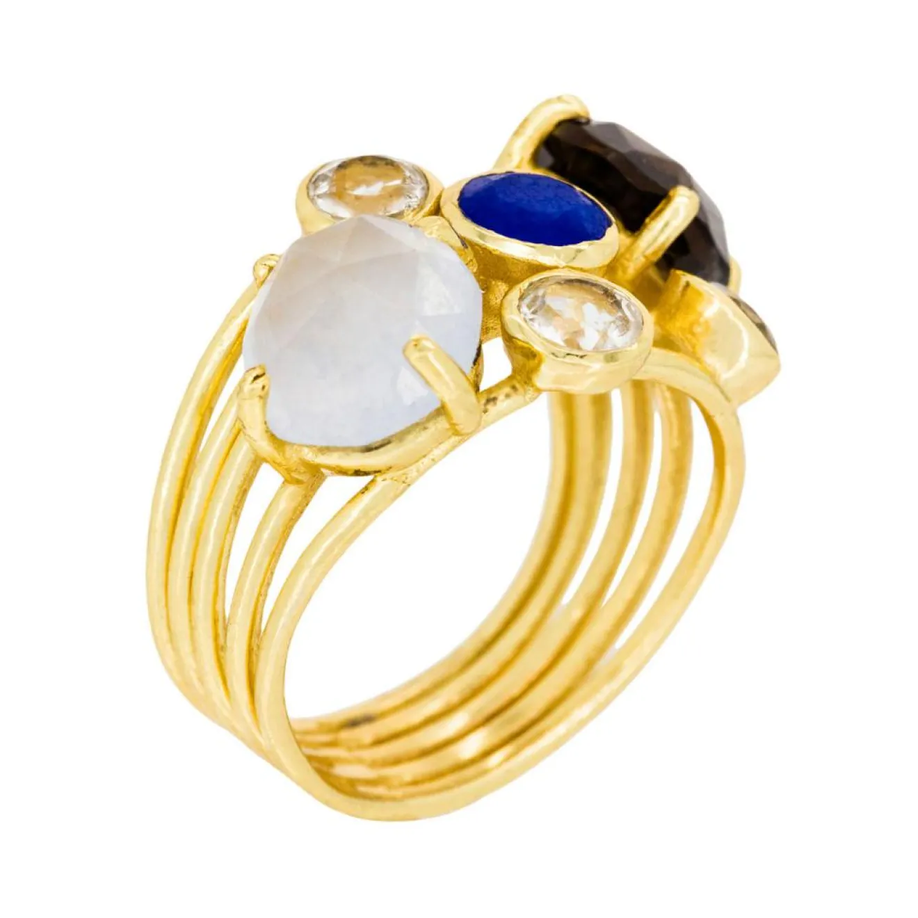 Femme Moonstone Bague Tanzie Quartz en laiton doré