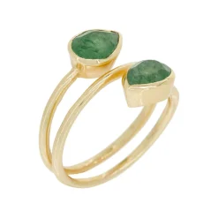 Discount Moonstone Bague Taya Aventurine en laiton doré