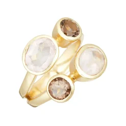 Femme Moonstone Bague Thaïs Quartz en laiton doré