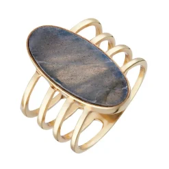 Femme Moonstone Bague Victoria Labradorite en laiton doré