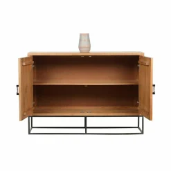 Outlet Bois & Chiffons Bahut 2 portes sculptées Manguier Solaris Beige - 120x42x85 cm