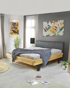 Online Uniqka Bakara - Lit poutre en bois massif d'épicéa et métal noir 160 CM