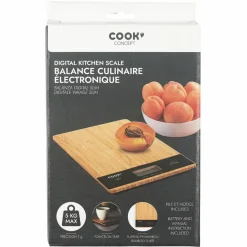 Best Cook Concept Balance de cuisine rectangulaire Bambou marron - 5kg