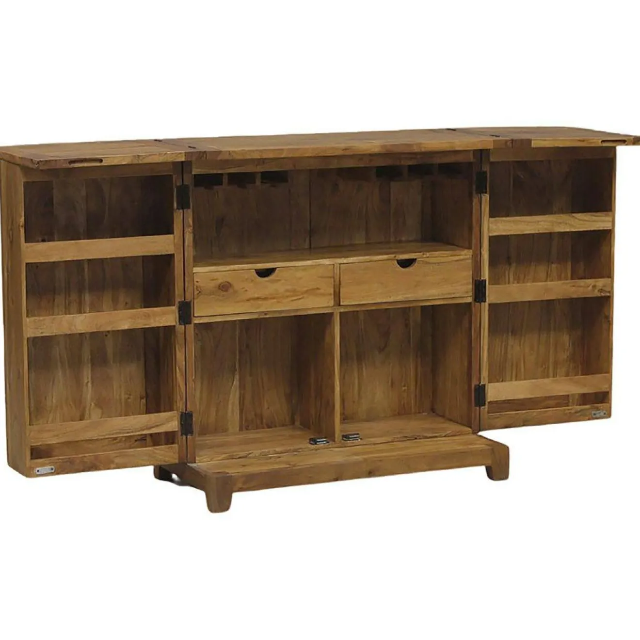 Clearance Bois & Chiffons Bar pliant arabesque bois exotique acacia punjab marron - 90x46x99 cm