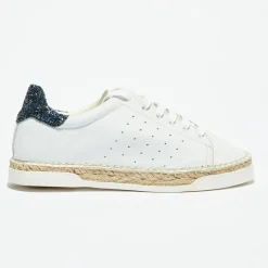 Canal Saint Martin Basket espadrilles en Cuir Lancry Glitter blanc/bleu